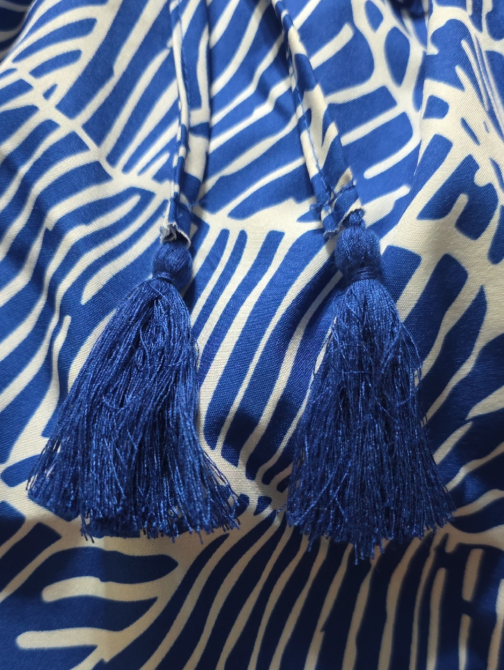 Blue & White Print Strapless Flowy Maxi Dress Sz L Large - Picture 12 of 12